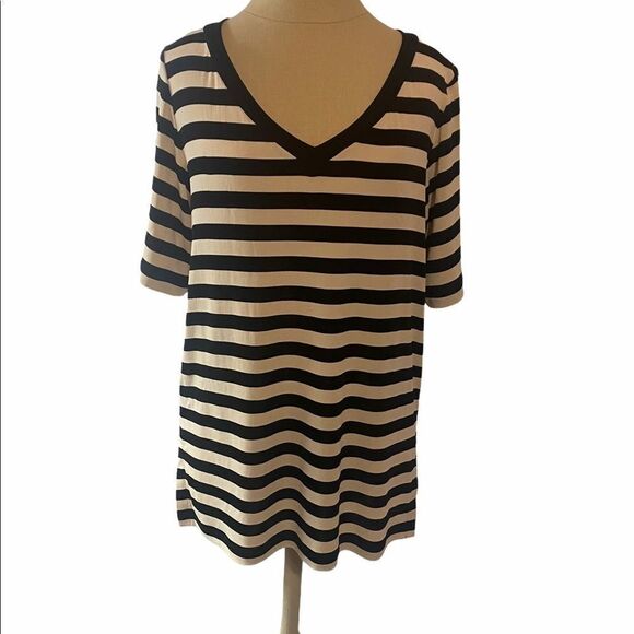 BCBG Max Azria Long Stripped Knit Stretch Top - Picture 6 of 16